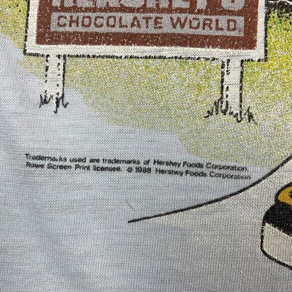 Vintage Shirt Mens Large Blue Hershey Chocolate Promo 80s Single Stitch - Picture 3 of 16